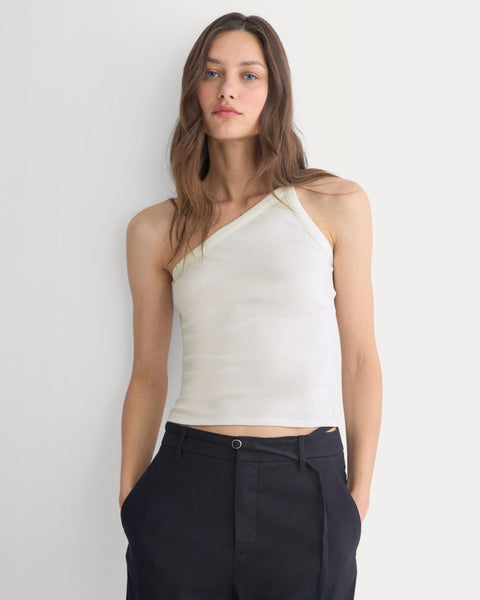 RetroSoft Cotton One-Shoulder Tank | Bone – Everlane