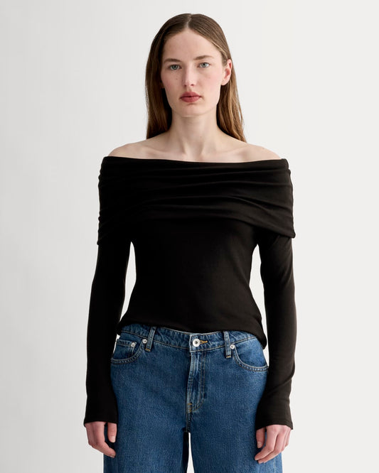 womens-off-shoulder-top-butterluxe-black | primary