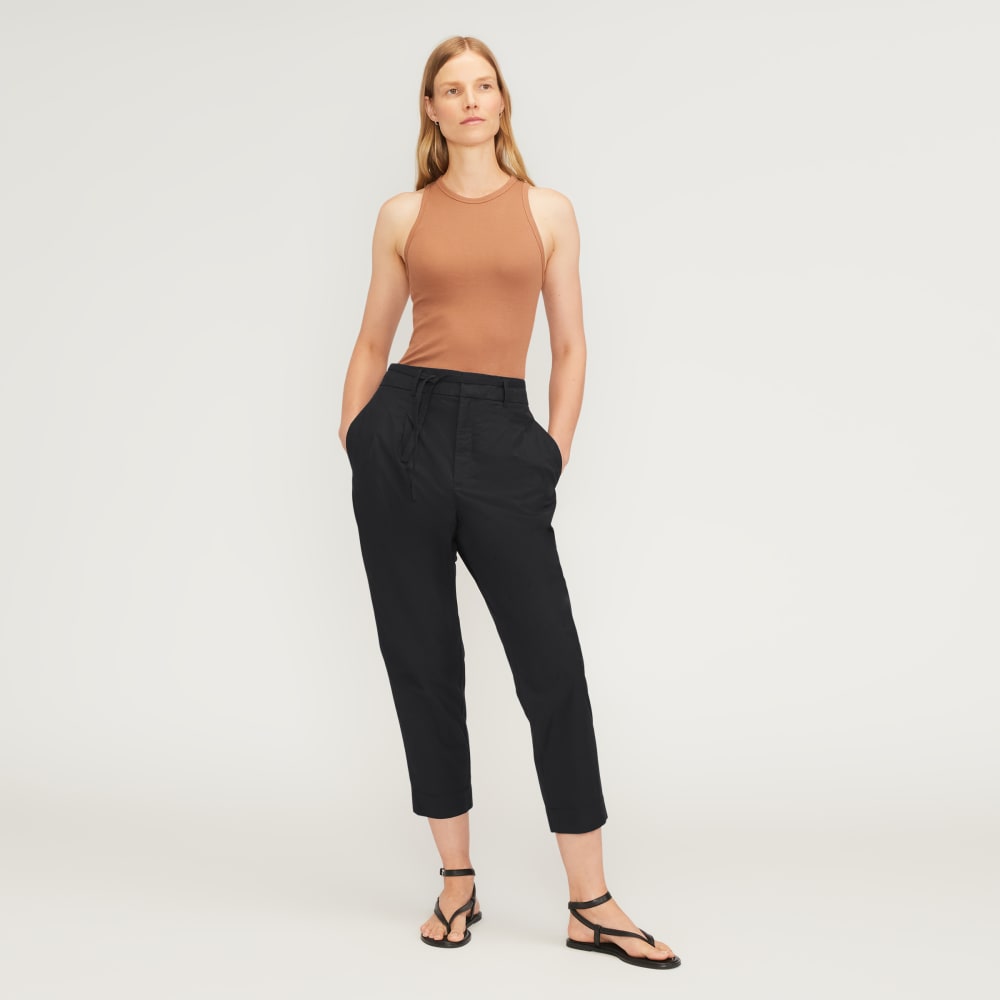 womens-poplin-pleated-taper-pant-black