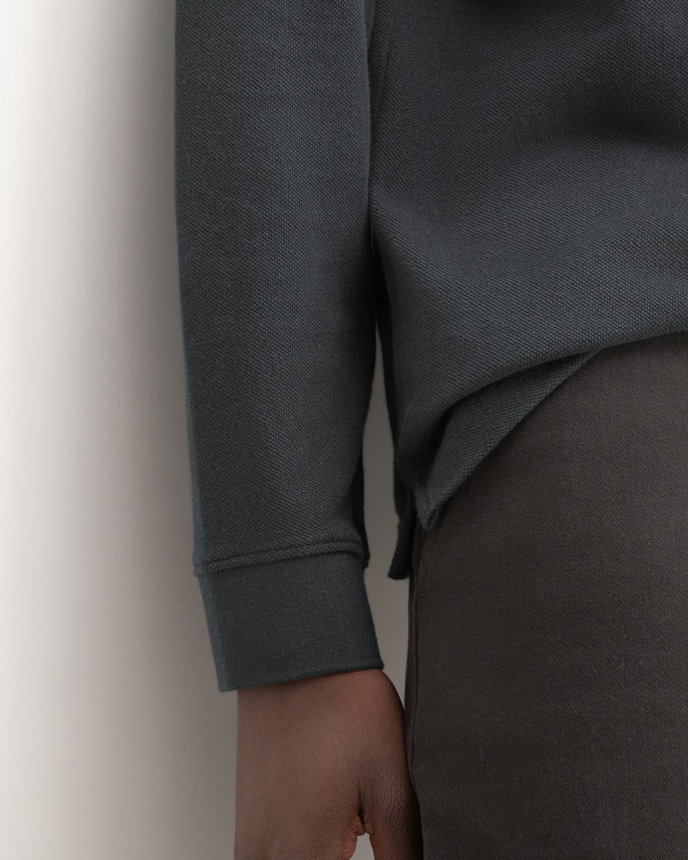 The Long-Sleeve Pique Polo | Heathered Graphite – Everlane
