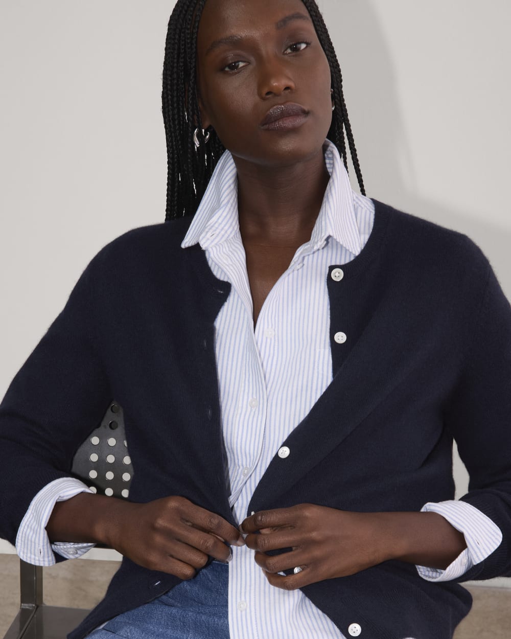 The Classic Cardigan in Cashmere Navy – Everlane - Main Image