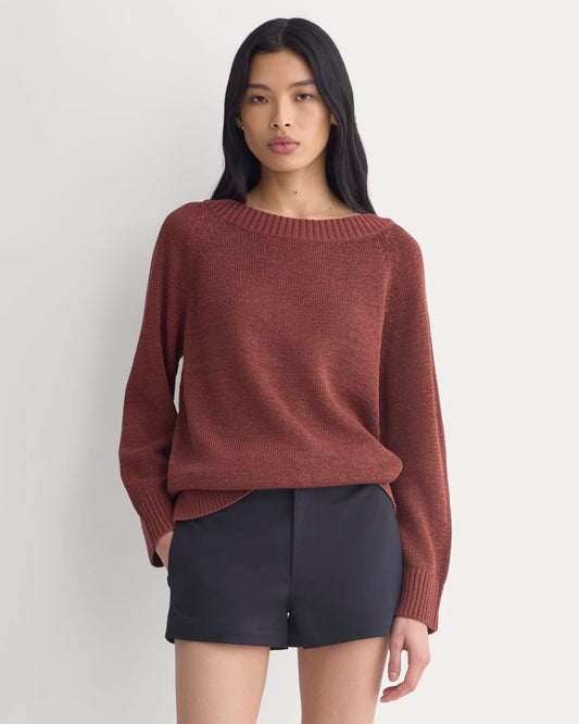 womens-wide-neck-crew-sweater-tape-yarn-henna-red | primary