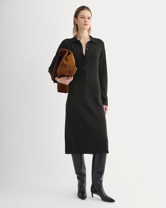 womens-cashmere-polo-midi-dress-black | primary
