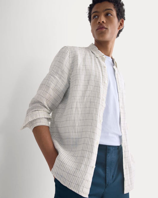mens-linen-stndrd-fit-shirt-bone-plaid | primary