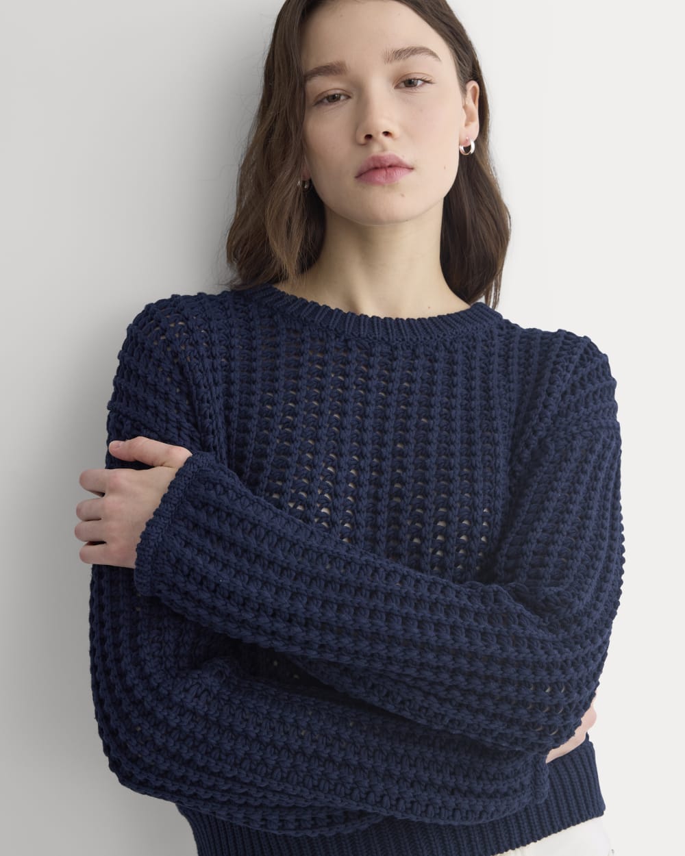 Open-Knit Crew in Elevated Cotton | Navy – Everlane