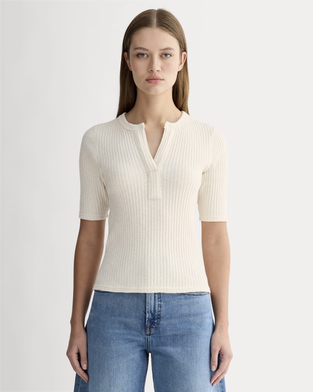 The Rib-Knit Short-Sleeve Henley