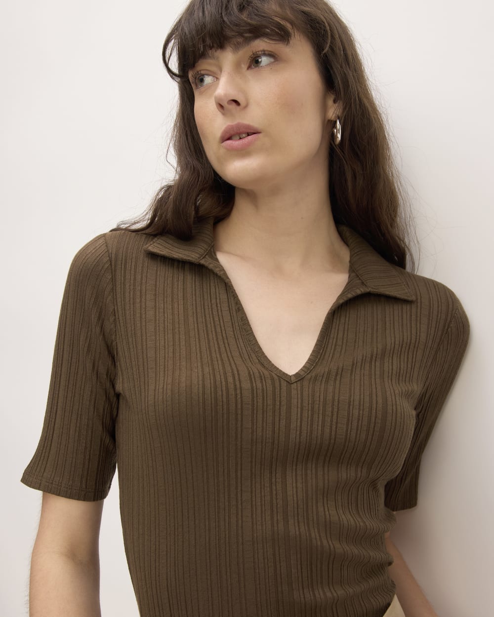 The Rib Soft Knit Open Collar Polo | Cocoa – Everlane