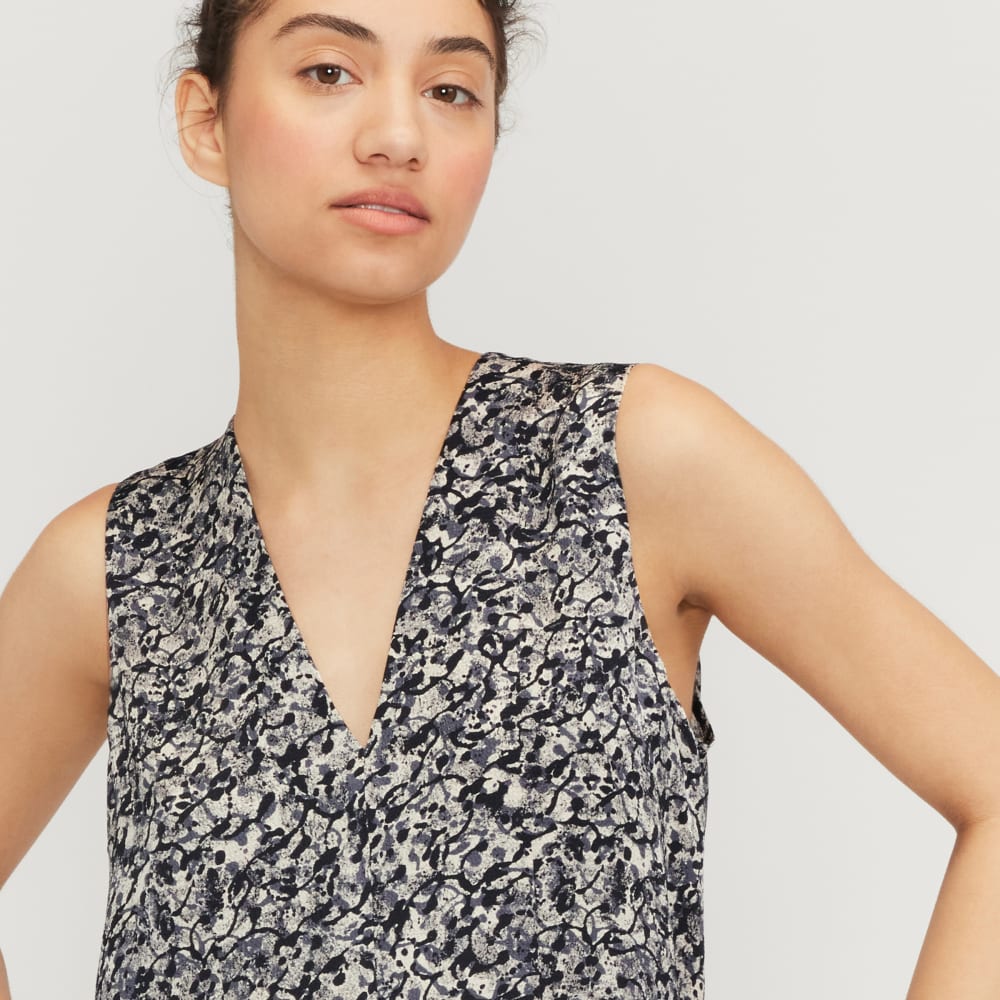 womens-satin-v-neck-top-splatter