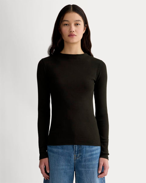 The Luxe Rib Funnel-Neck Tee | Black – Everlane