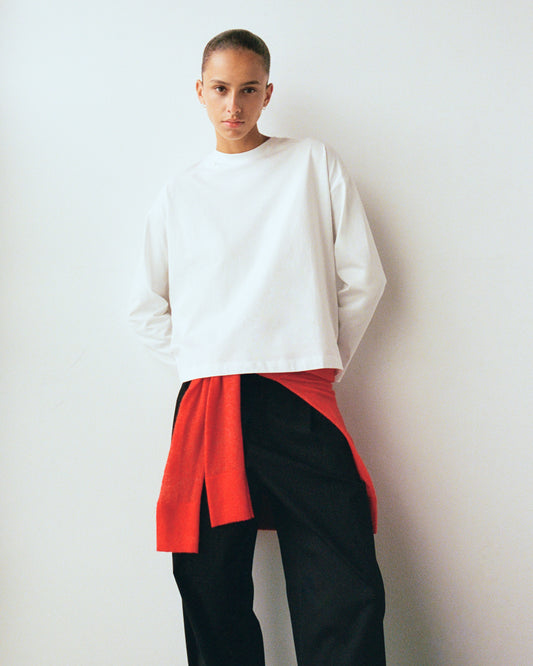 Forever Jersey Boxy Long-Sleeve Crew | White