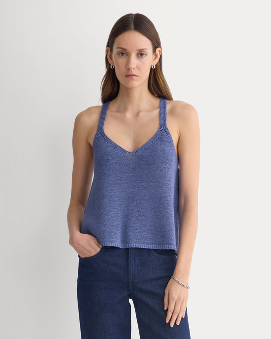 Racerback V-Neck Sweater | Blue Dusk