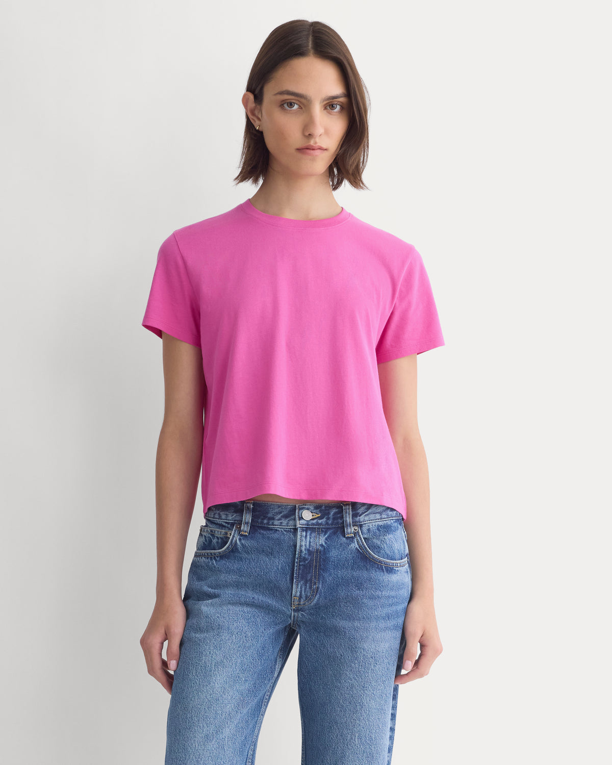 The Box-Cut Tee in Essential Cotton | Rose Violet | No Pocket
