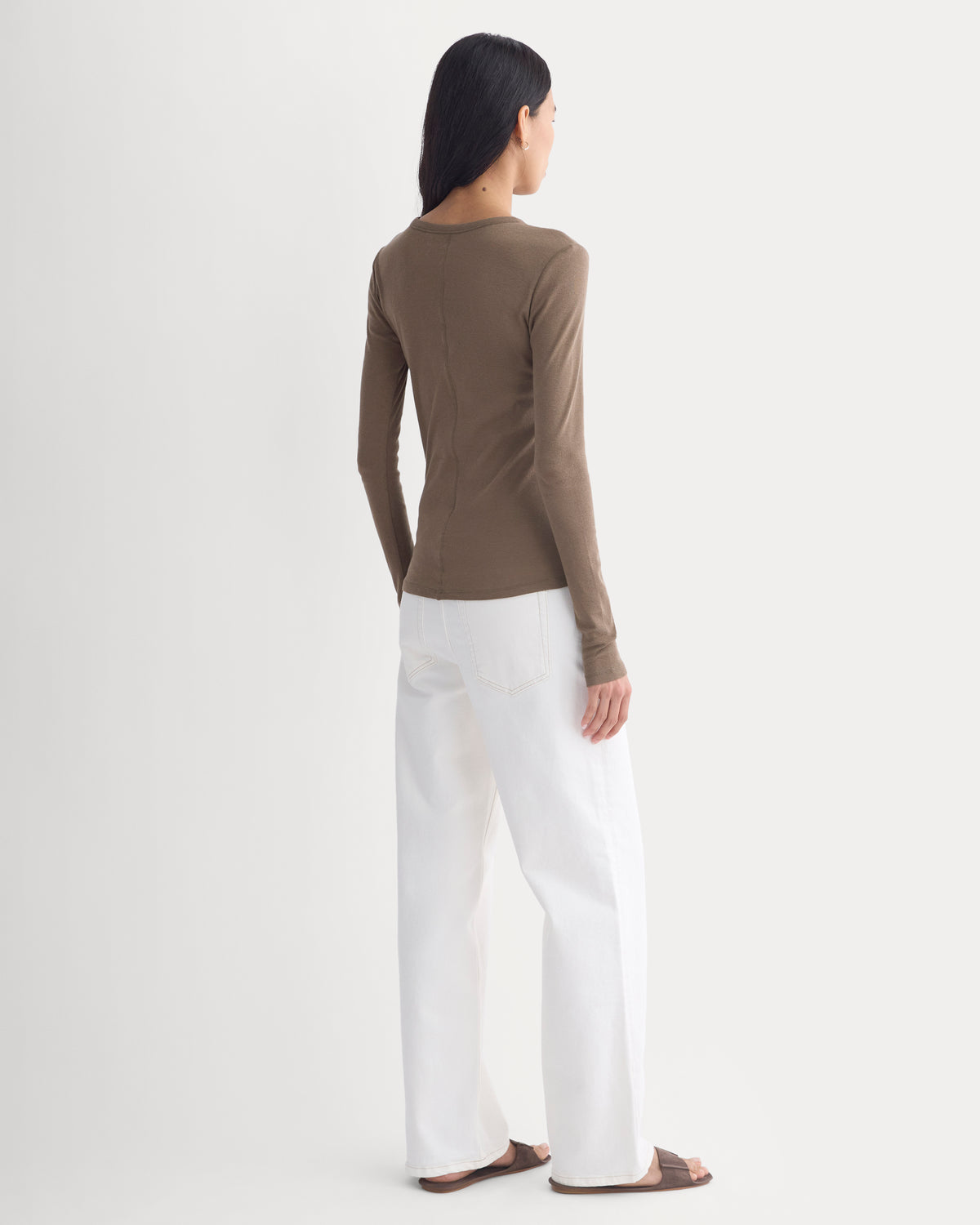 Tissue Long-Sleeve Crew | Deep Taupe