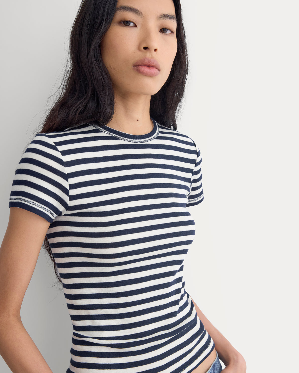 Tissue Short-Sleeve Crew | Bone / Navy
