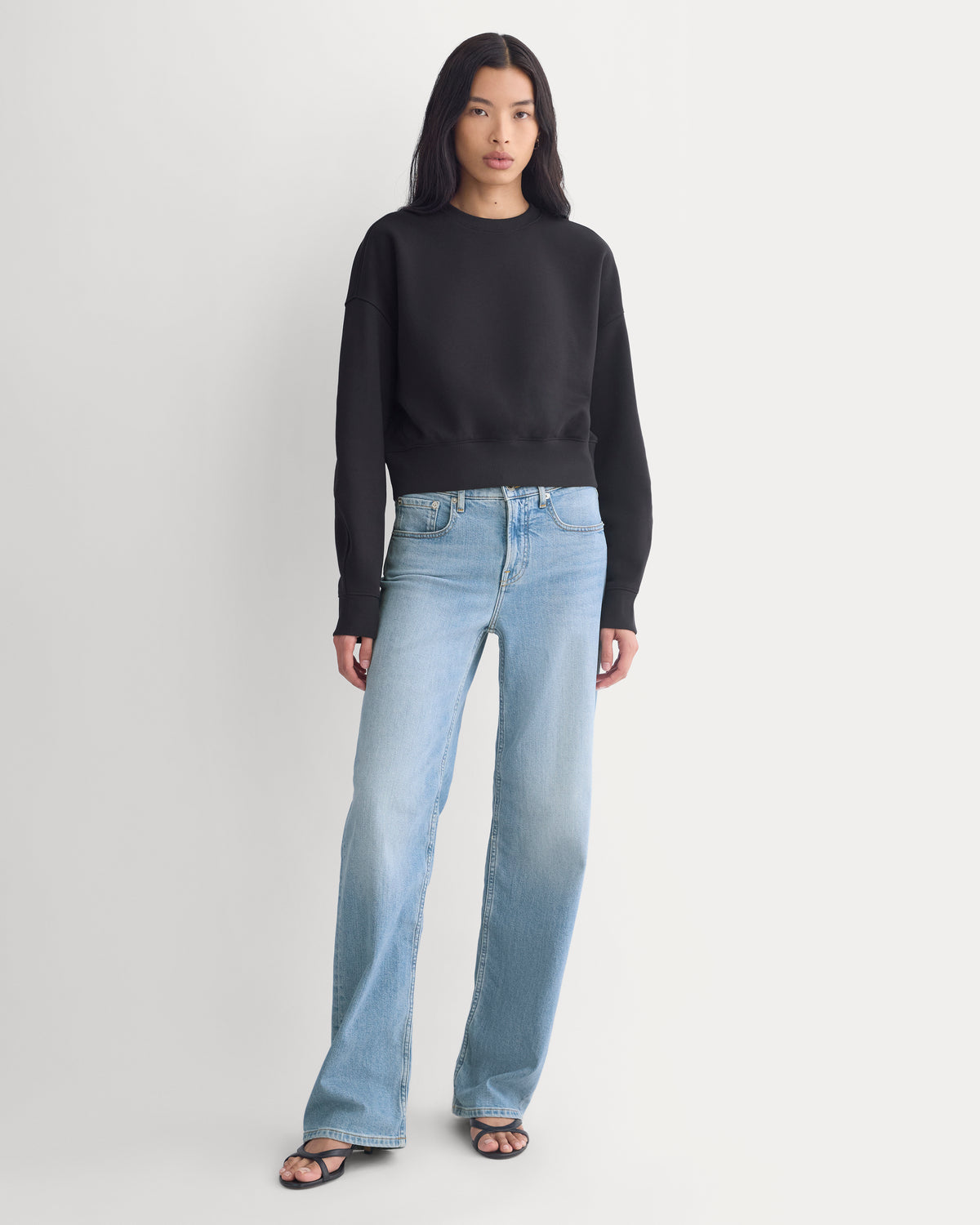 Luxe Fleece Shrunken Crew | Black
