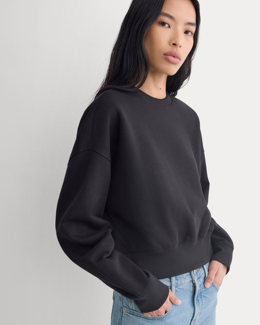 Luxe Fleece Shrunken Crew | Black