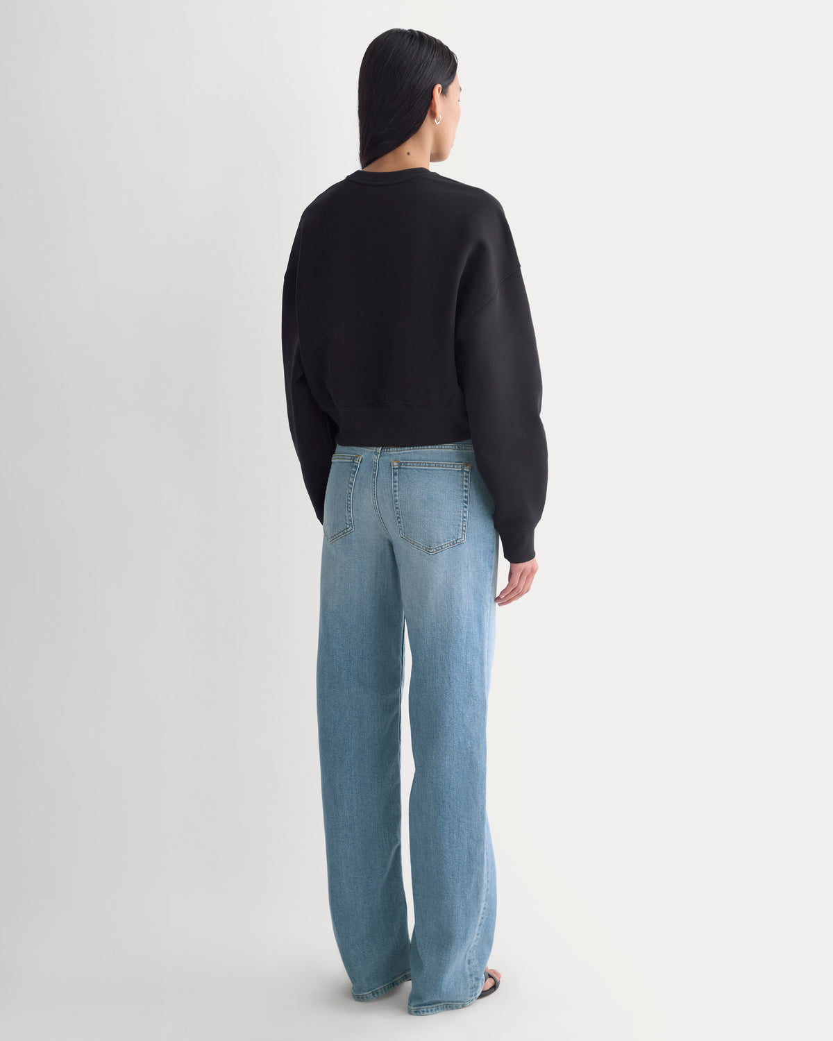 Luxe Fleece Shrunken Crew | Black
