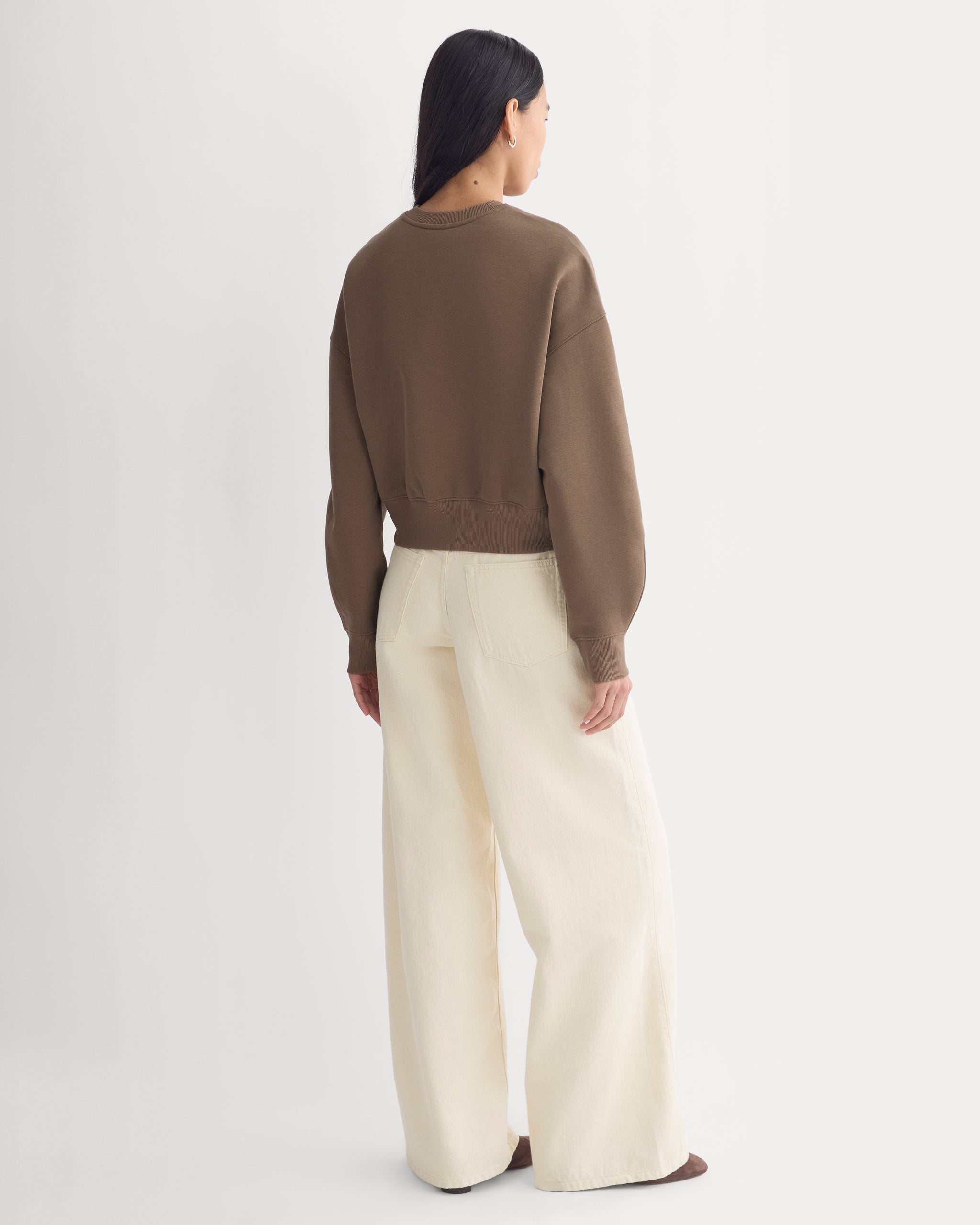 Oversized Cocoon Crew in Elevated Cotton | Deep Taupe