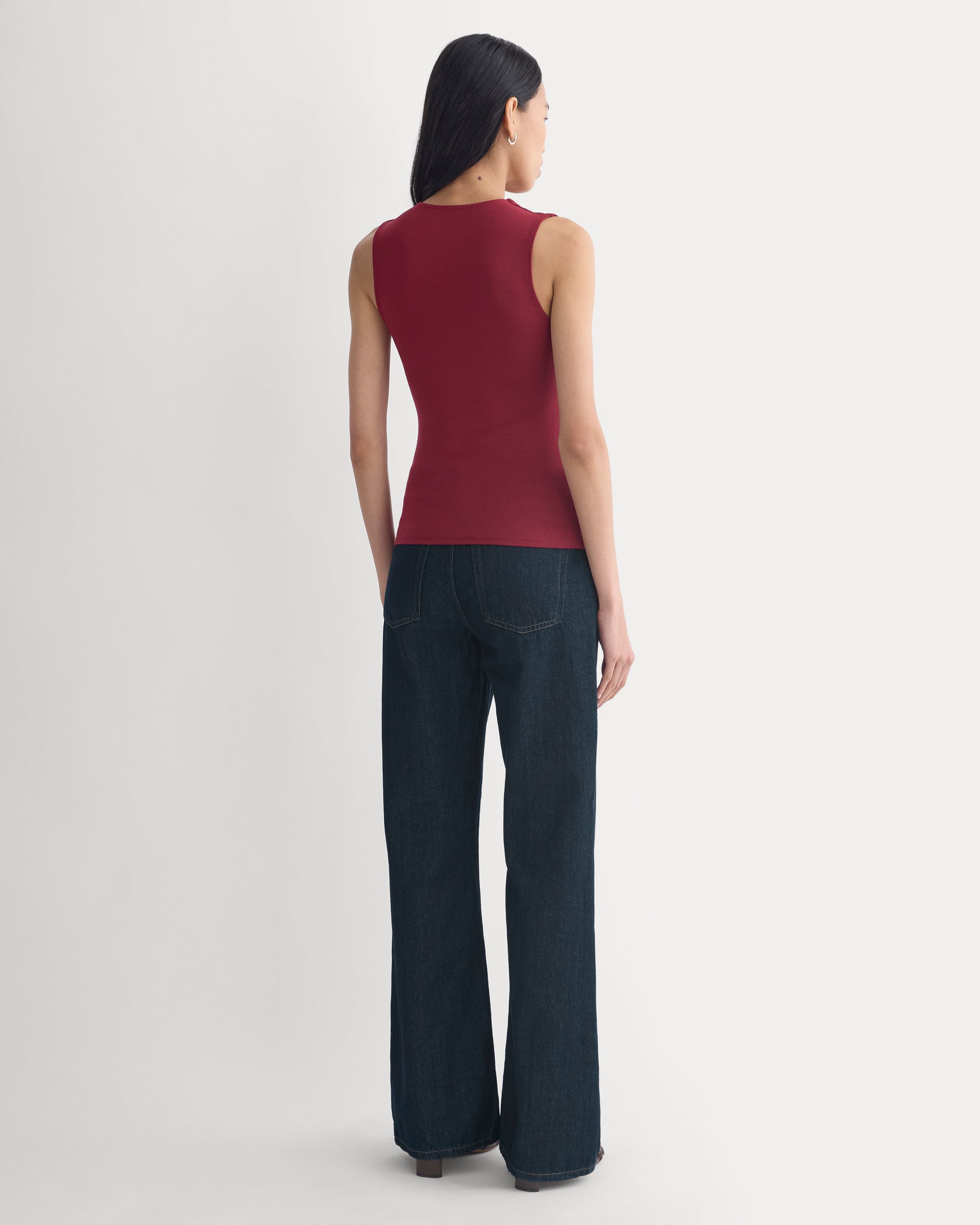 Drapey Jersey V-Neck Top | Cabernet