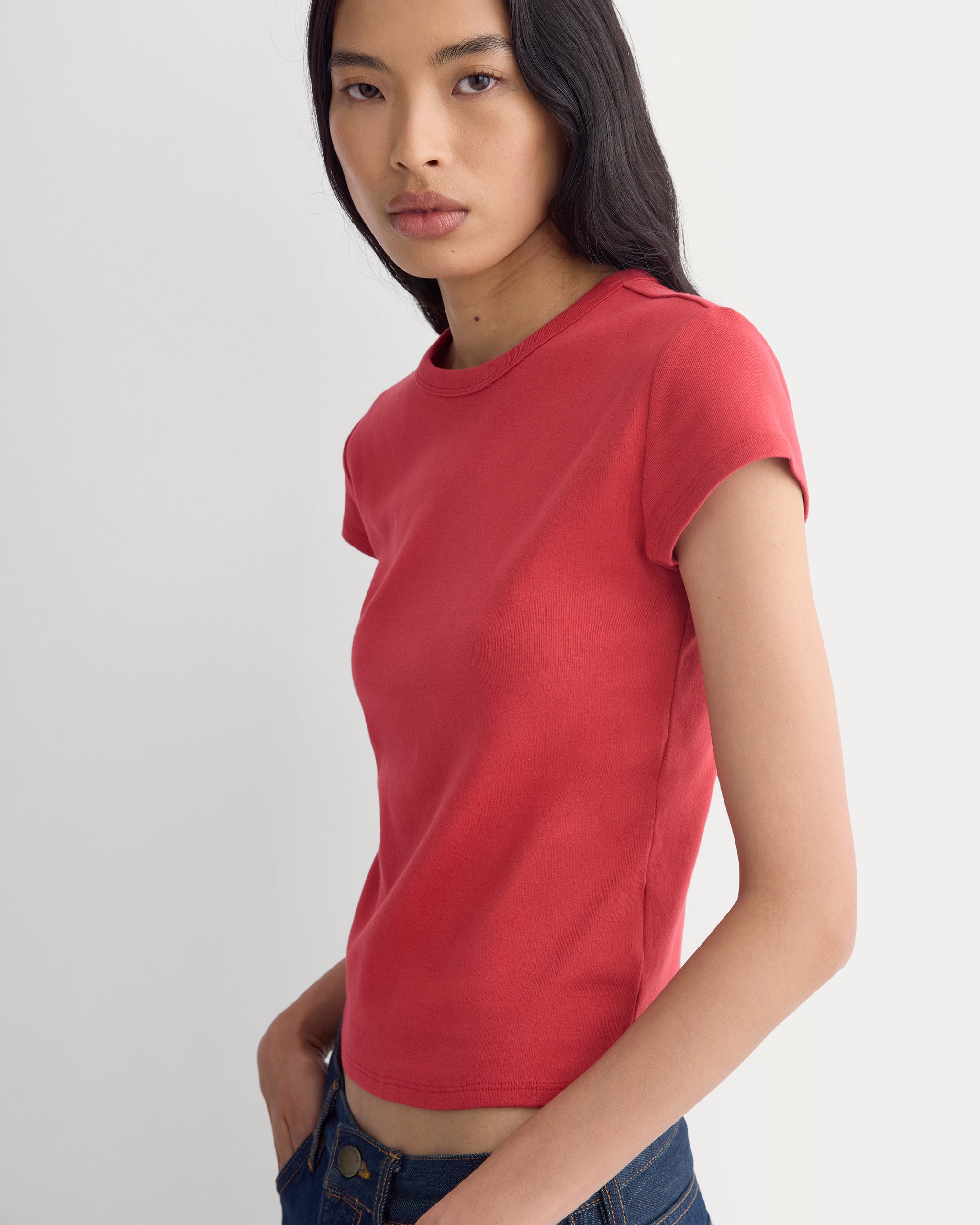 RetroSoft Cotton Crew | Vintage Red