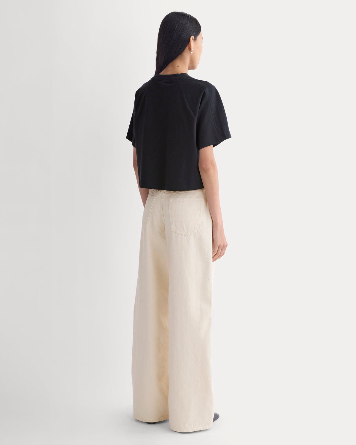 Premium Weight Cropped Paneled Tee | Black
