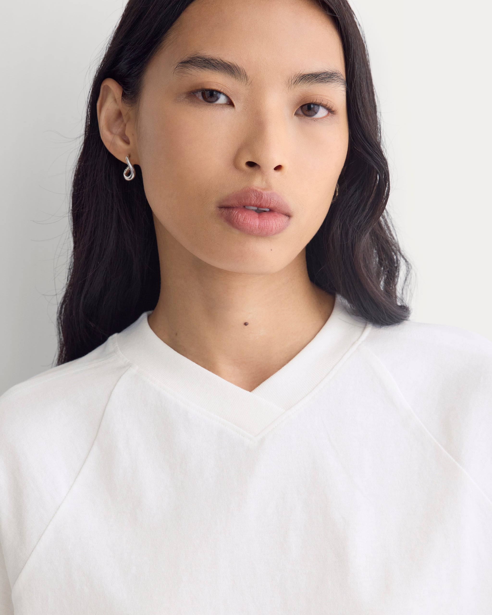 Premium Weight Cropped Paneled Tee | White
