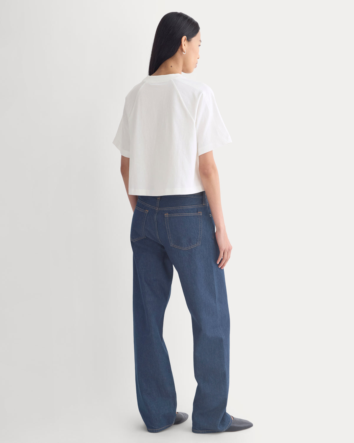 Premium Weight Cropped Paneled Tee | White