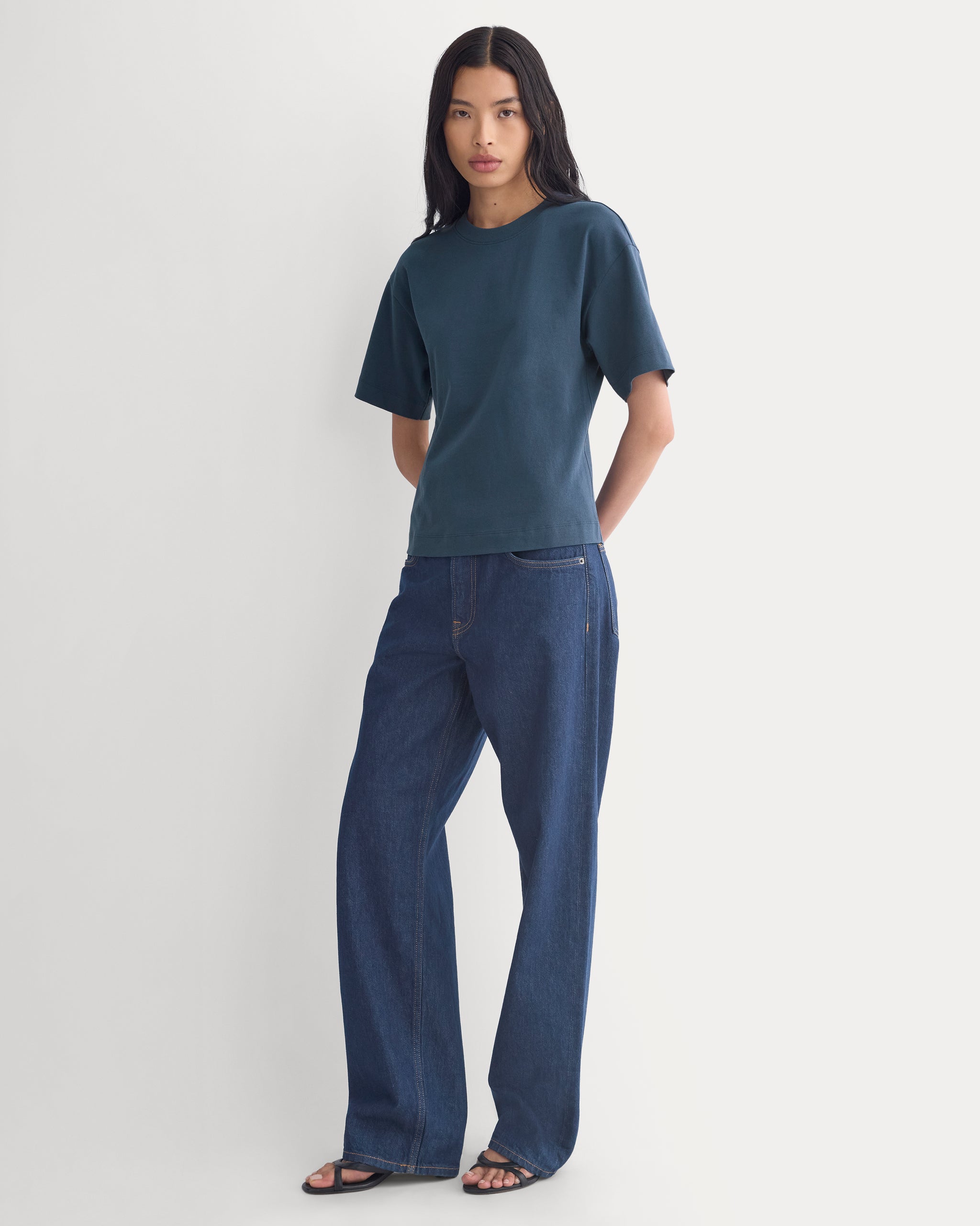 Premium Weight Back Slit Tee | Midnight Navy