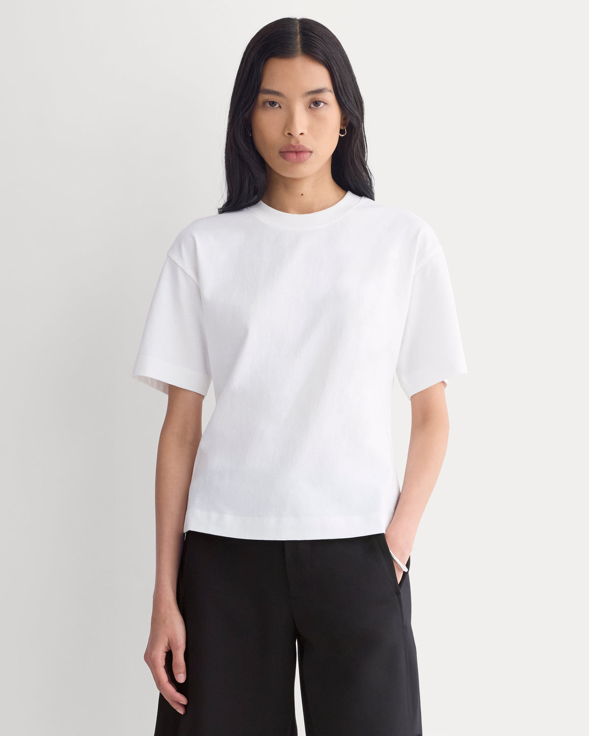 Premium Weight Back Slit Tee | White