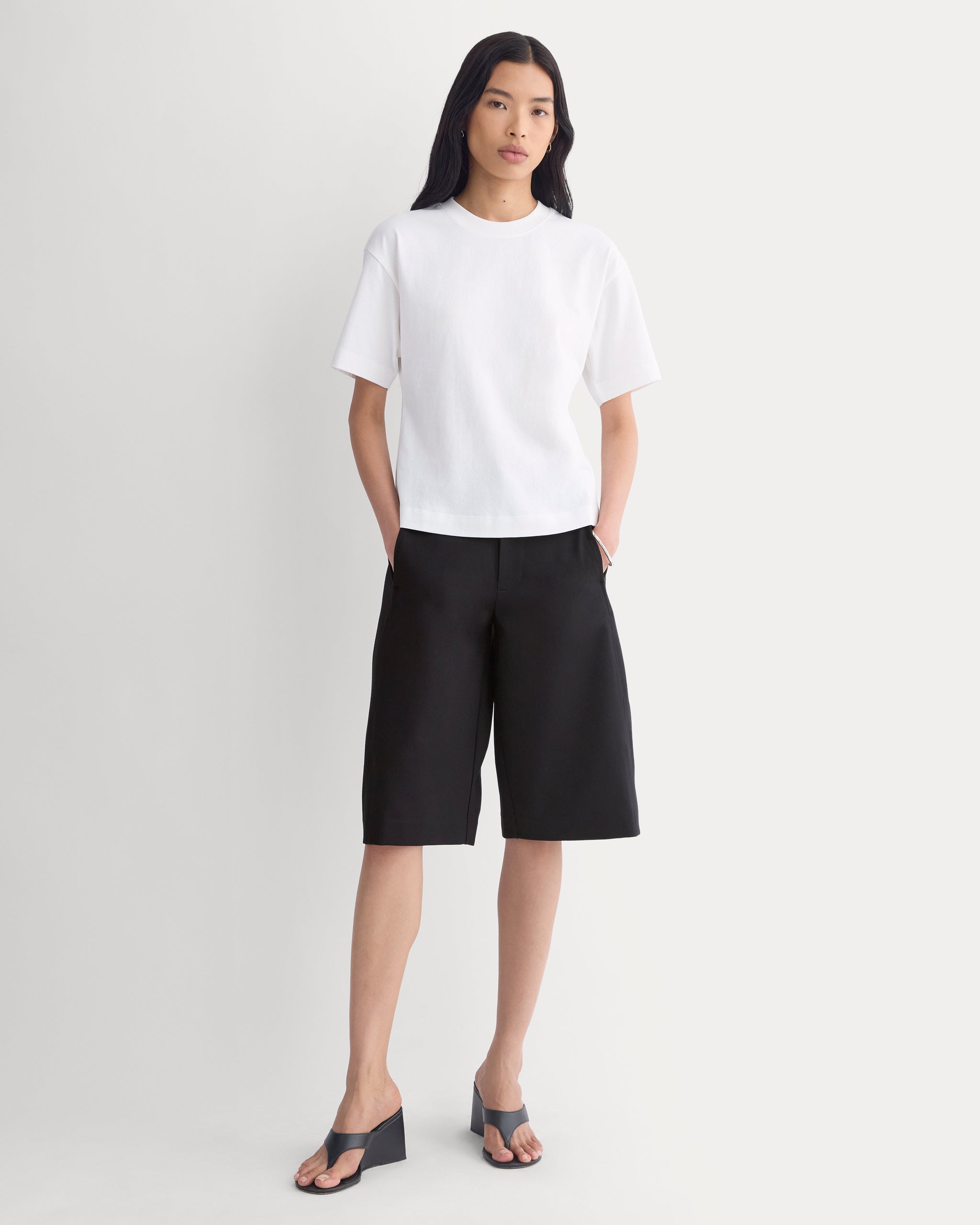 Premium Weight Back Slit Tee | White