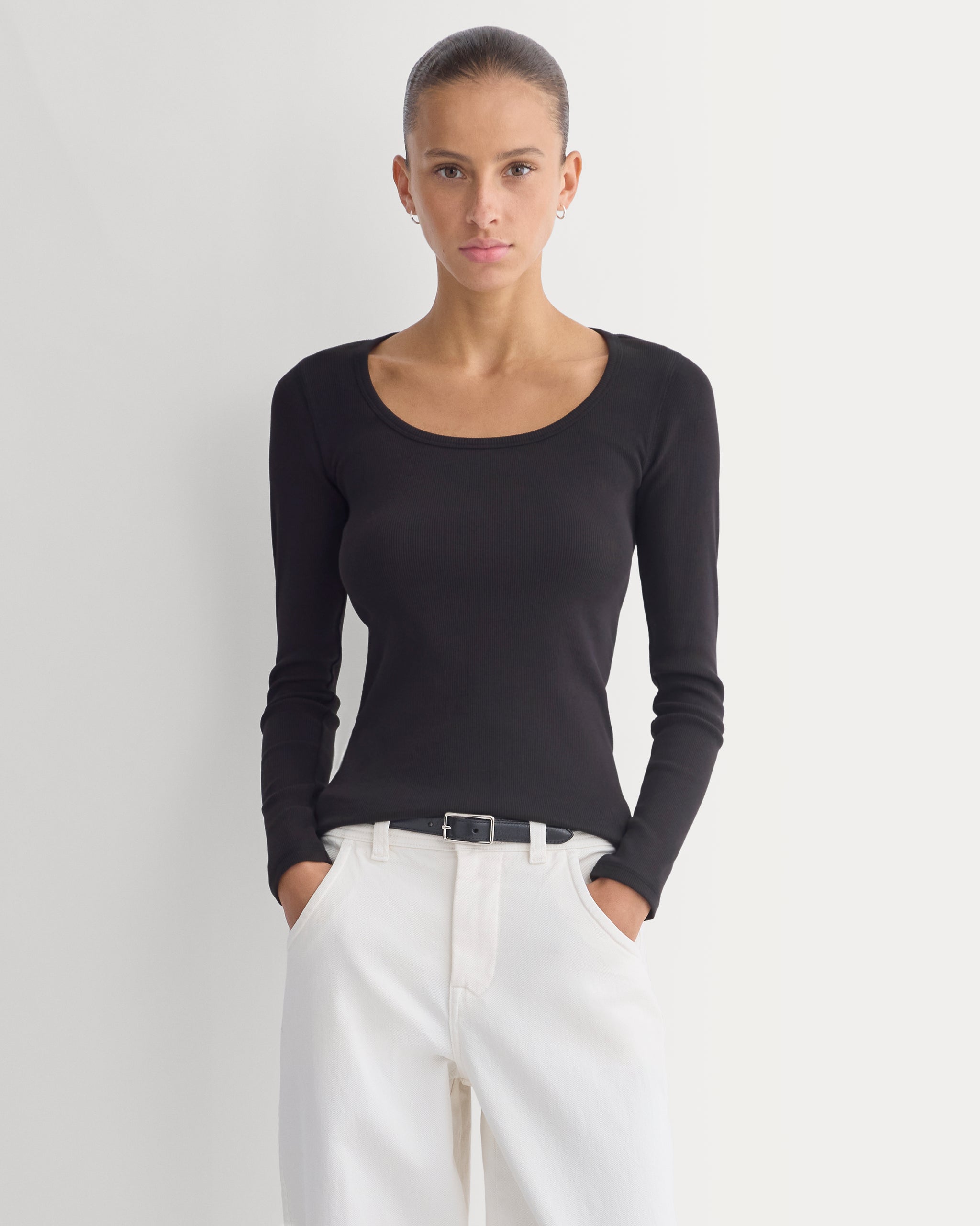 Effortless Rib Classic Long Sleeve | Black