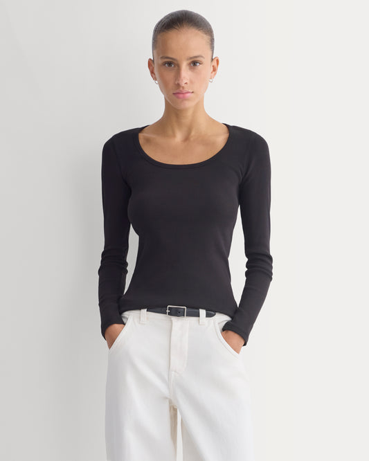 Effortless Rib Classic Long Sleeve | Black