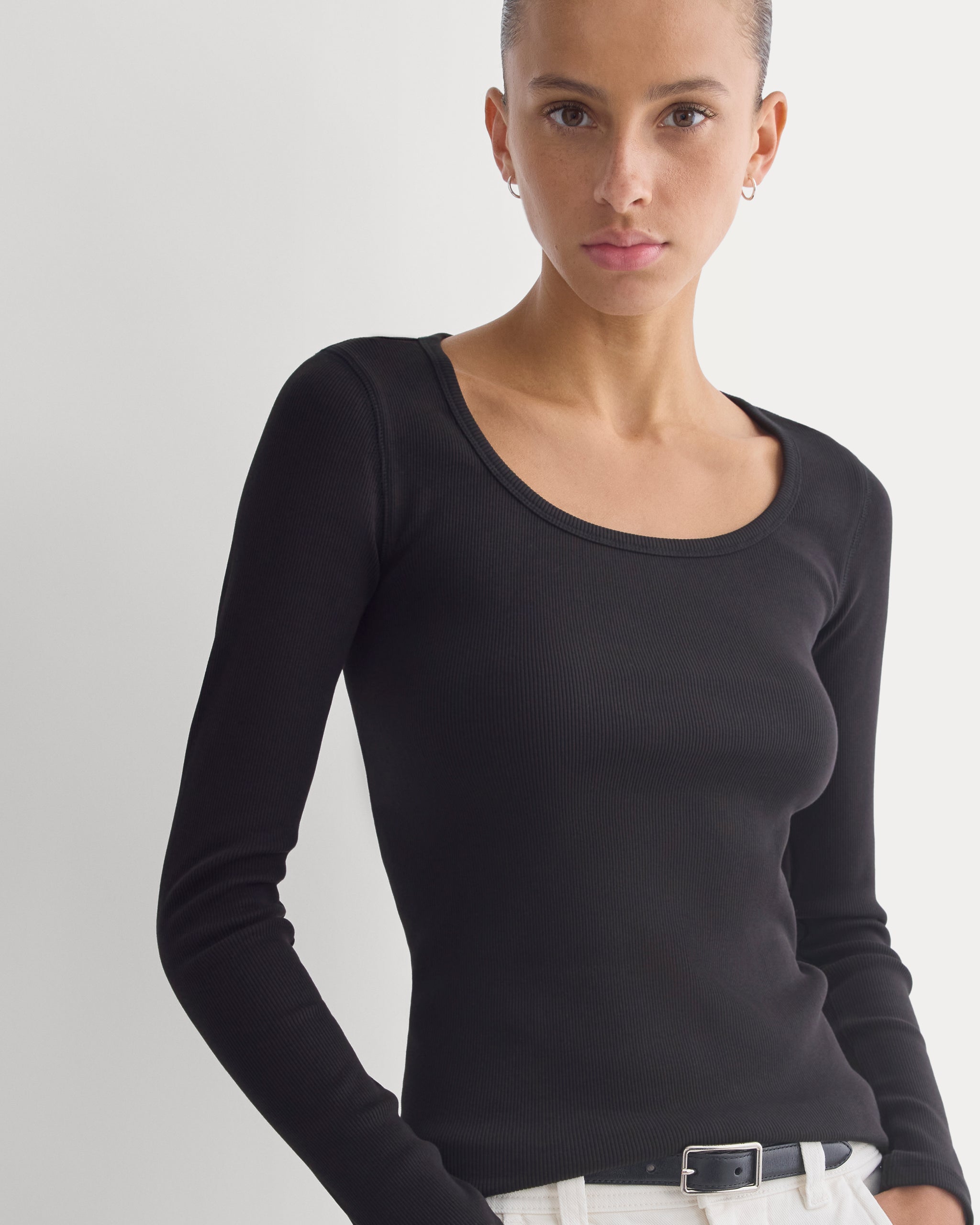 Effortless Rib Classic Long Sleeve | Black