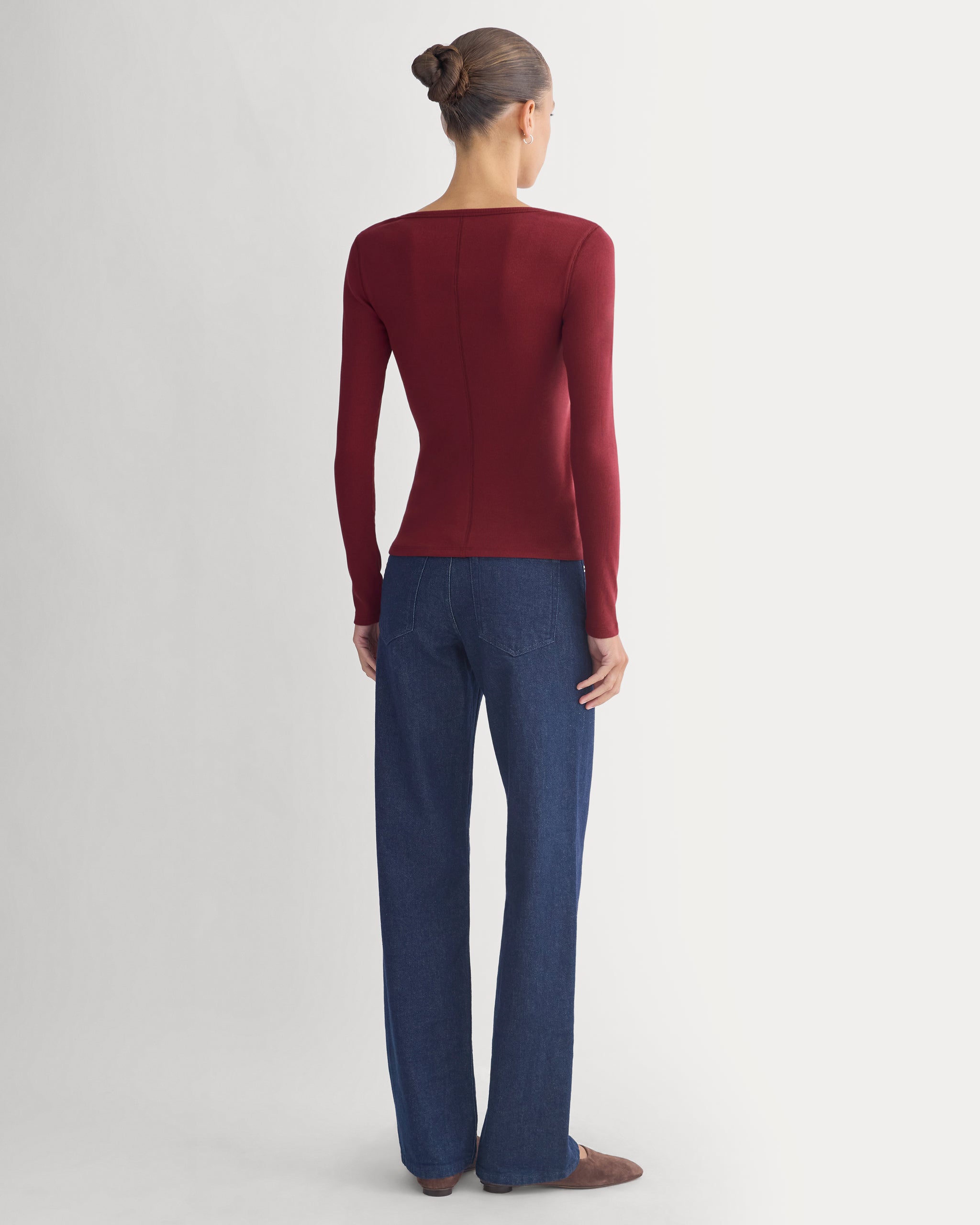 Effortless Rib Classic Long Sleeve | Cabernet