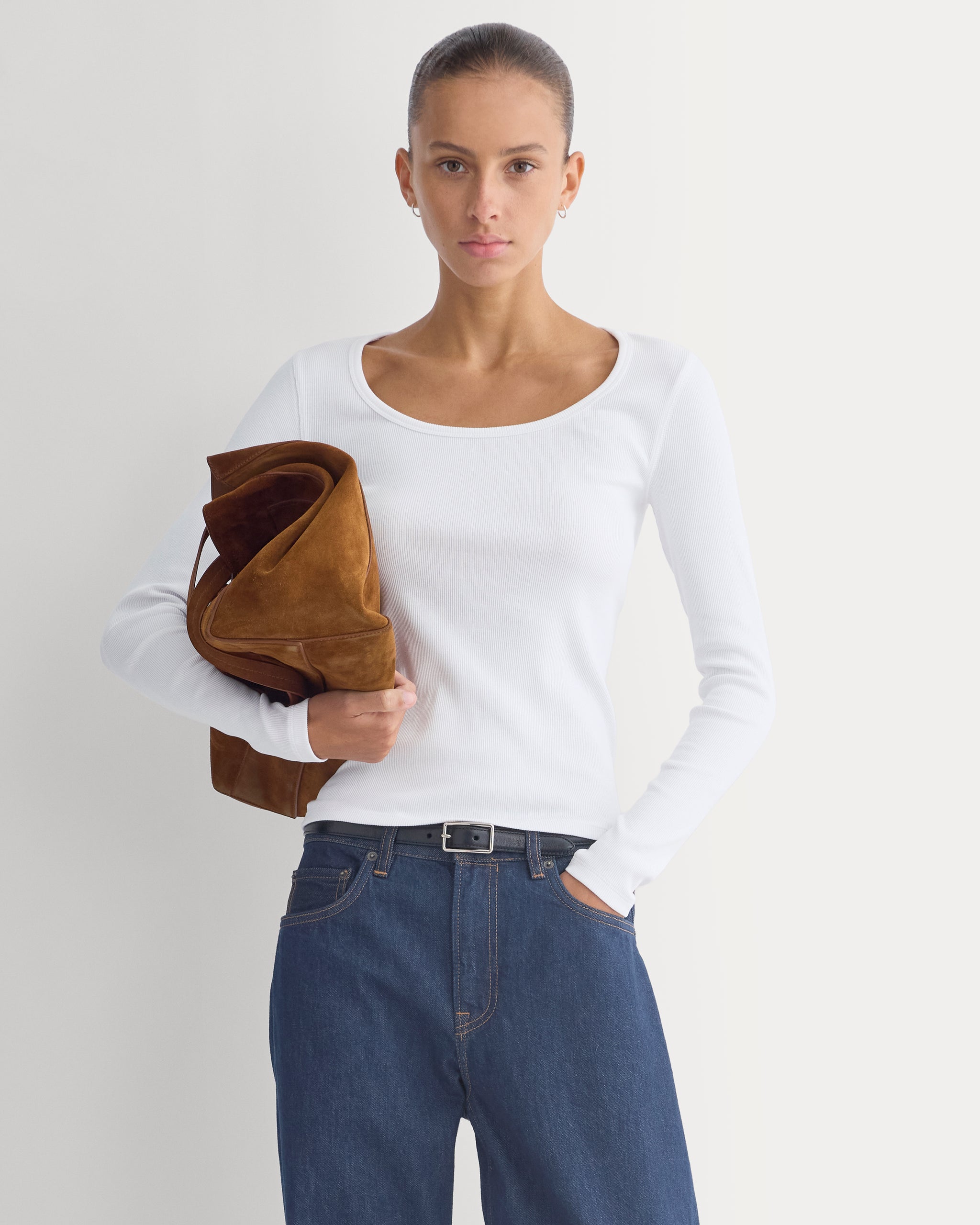 Effortless Rib Classic Long Sleeve | White