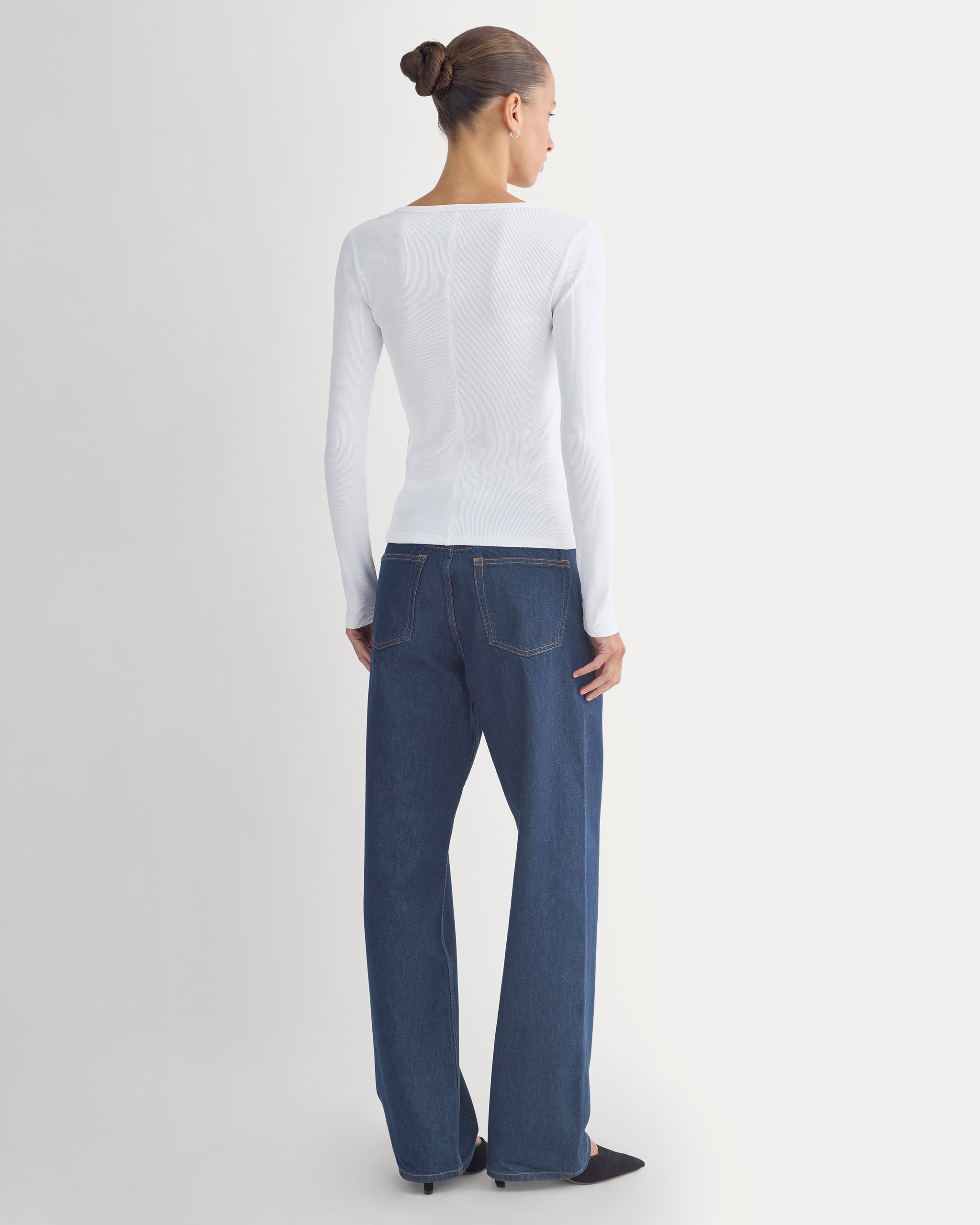 Effortless Rib Classic Long Sleeve | White