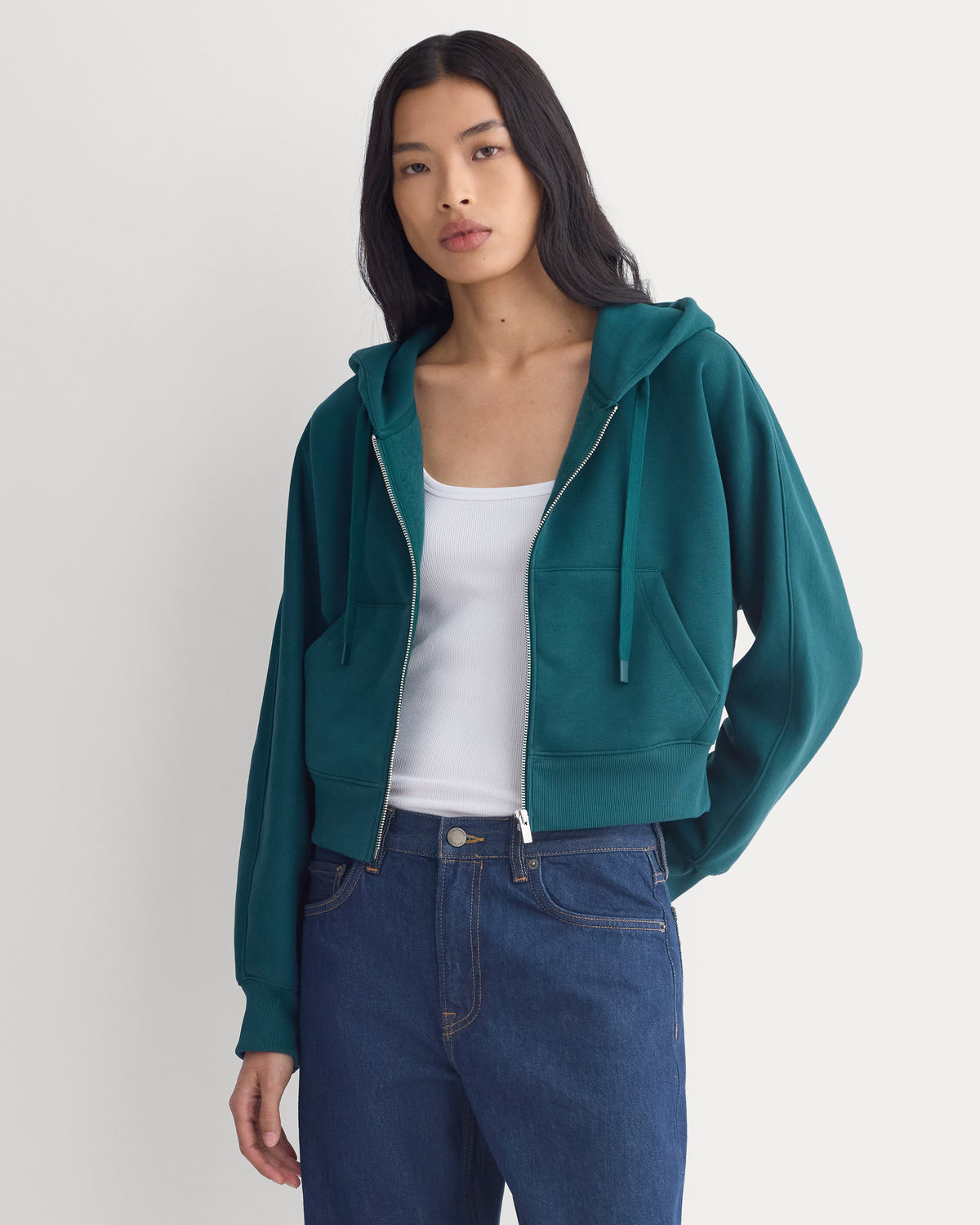 Luxe Fleece Full-Zip Cropped Hoodie | Ponderosa Pine