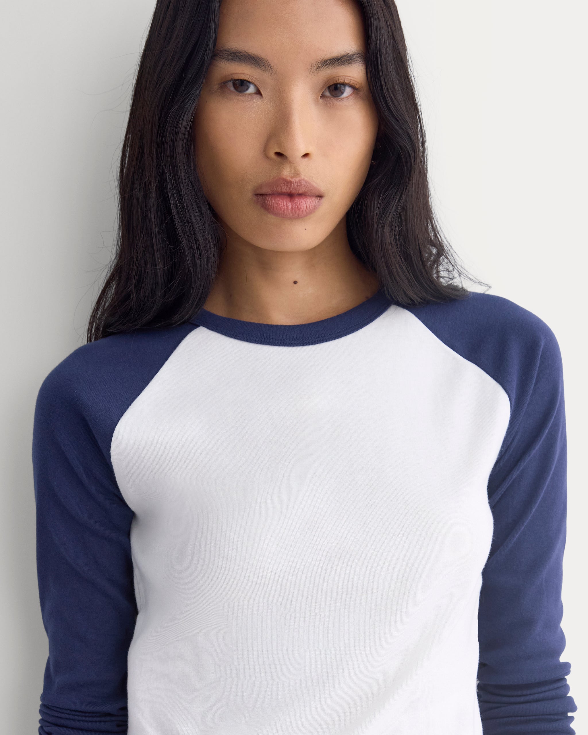 RetroSoft Cotton Ragland Crew | Bone / Navy