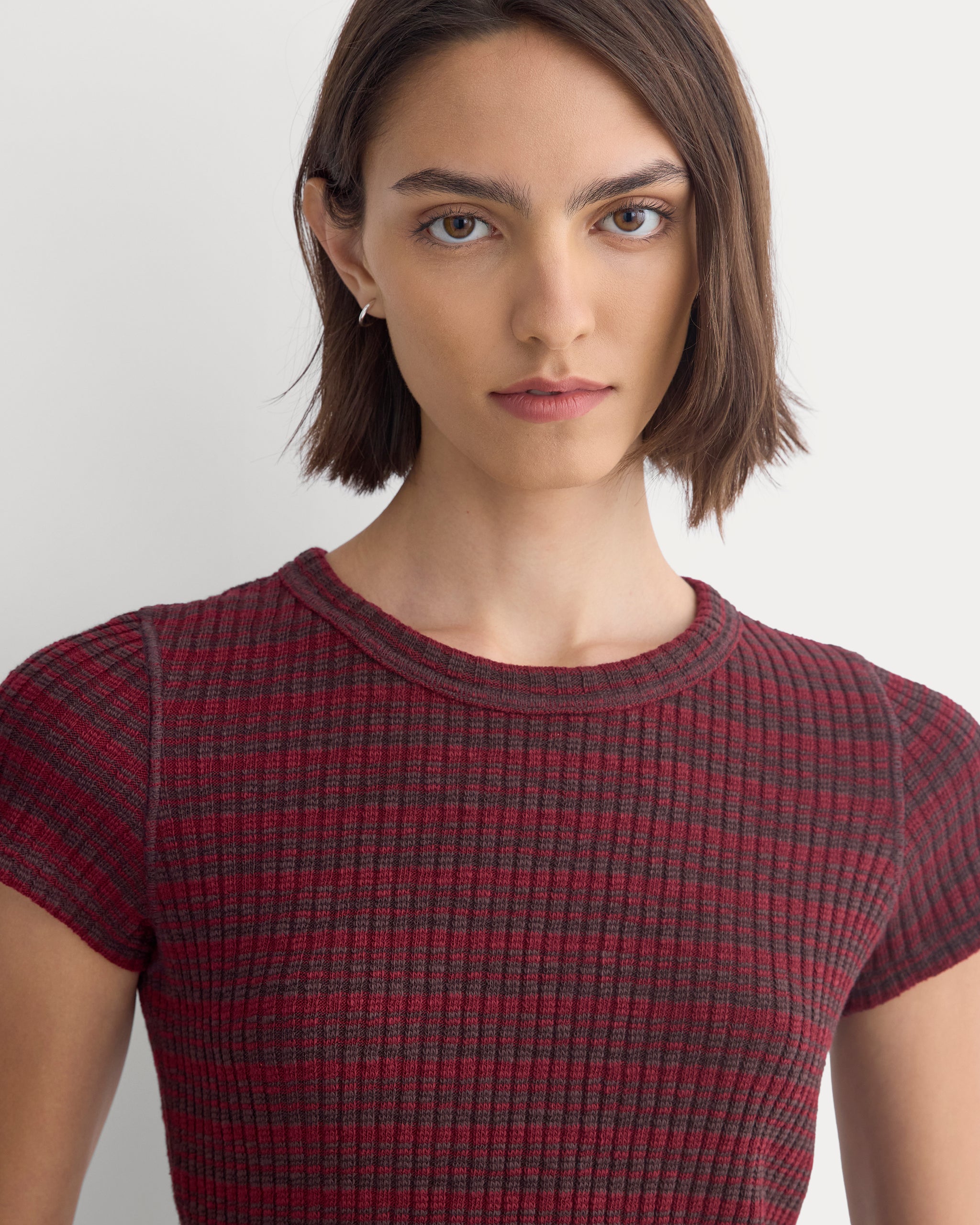 The Cozy Rib Tee | Cabernet / Coffee Bean
