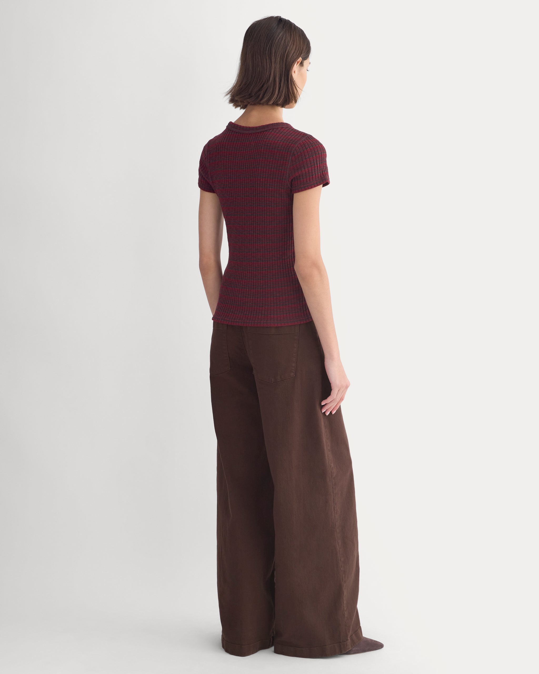 The Cozy Rib Tee | Cabernet / Coffee Bean