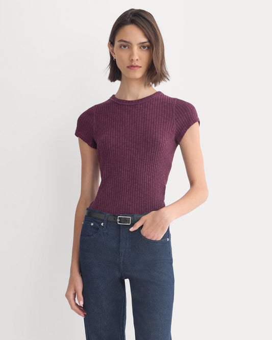The Cozy Rib Tee | Deep Plum