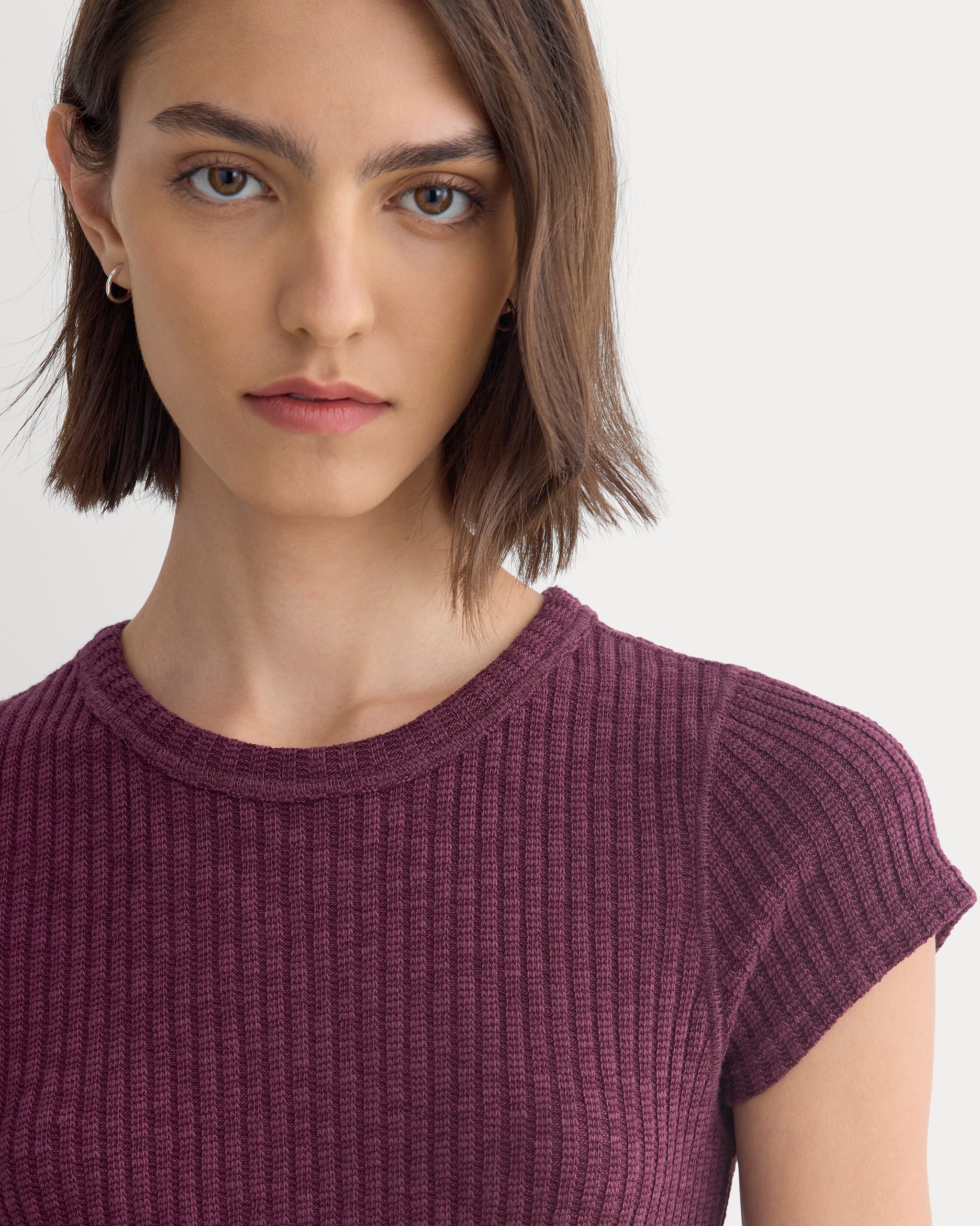 The Cozy Rib Tee | Deep Plum