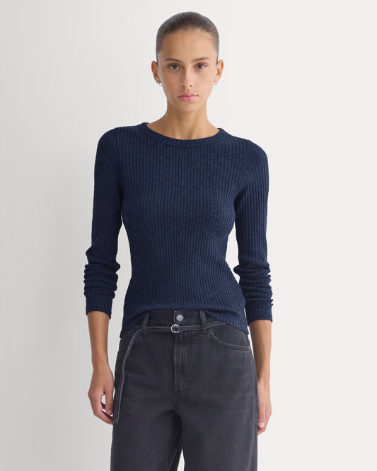 The Cozy Rib Long-Sleeve Tee |  Navy