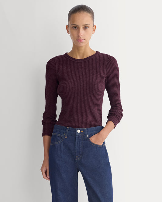 The Cozy Rib Long-Sleeve Tee | Deep Plum