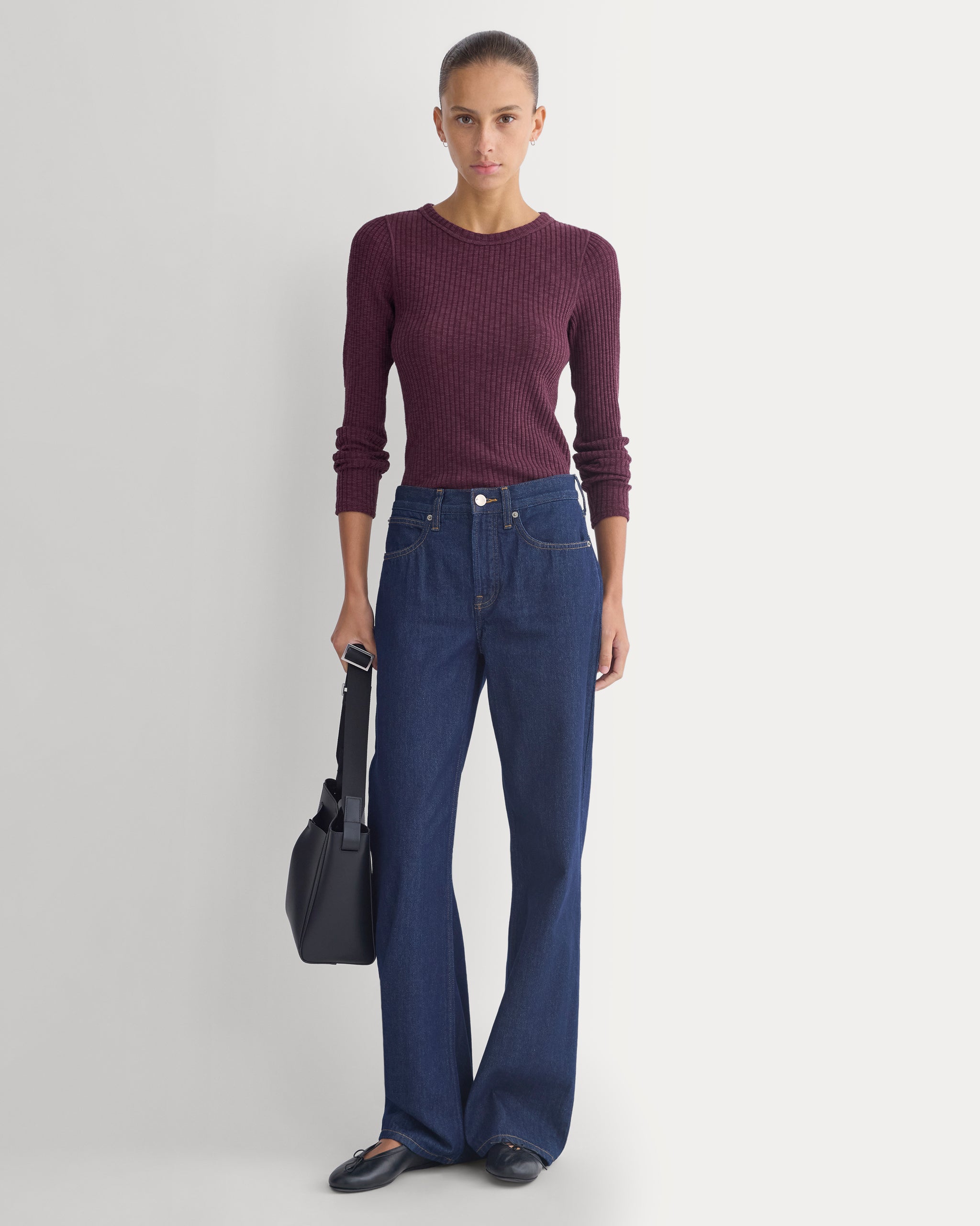 The Cozy Rib Long-Sleeve Tee | Deep Plum