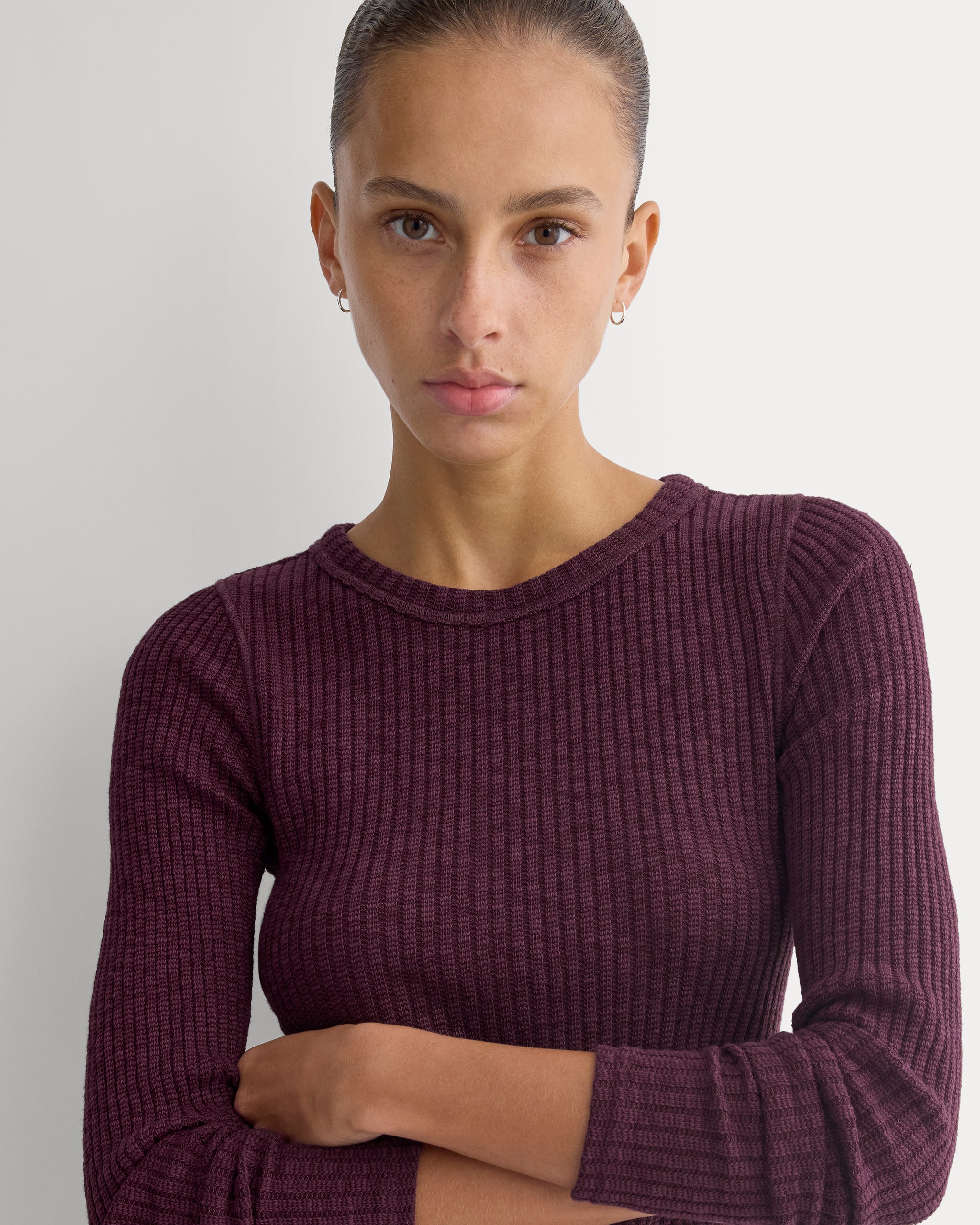 The Cozy Rib Long-Sleeve Tee | Deep Plum