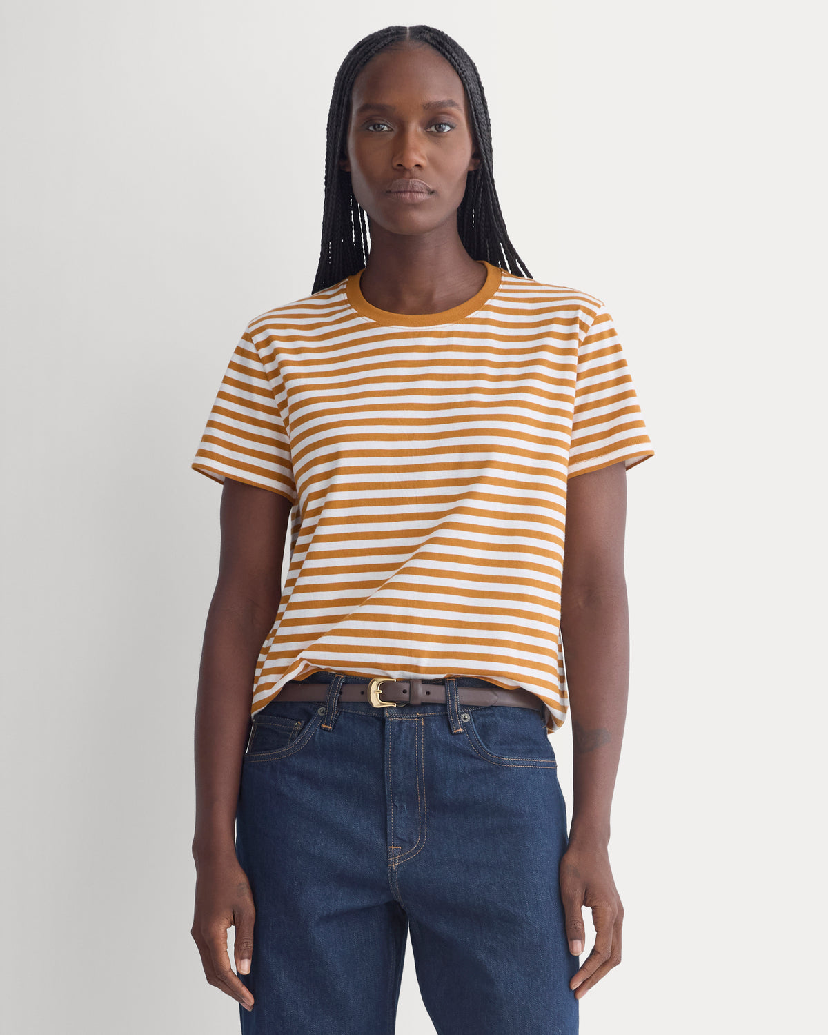 The Box-Cut Tee in Essential Cotton | Bone Brown | No Pocket