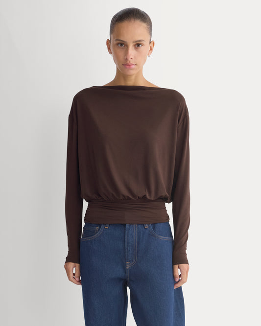 Drapey Jersey Slouchy Top | Coffee Bean