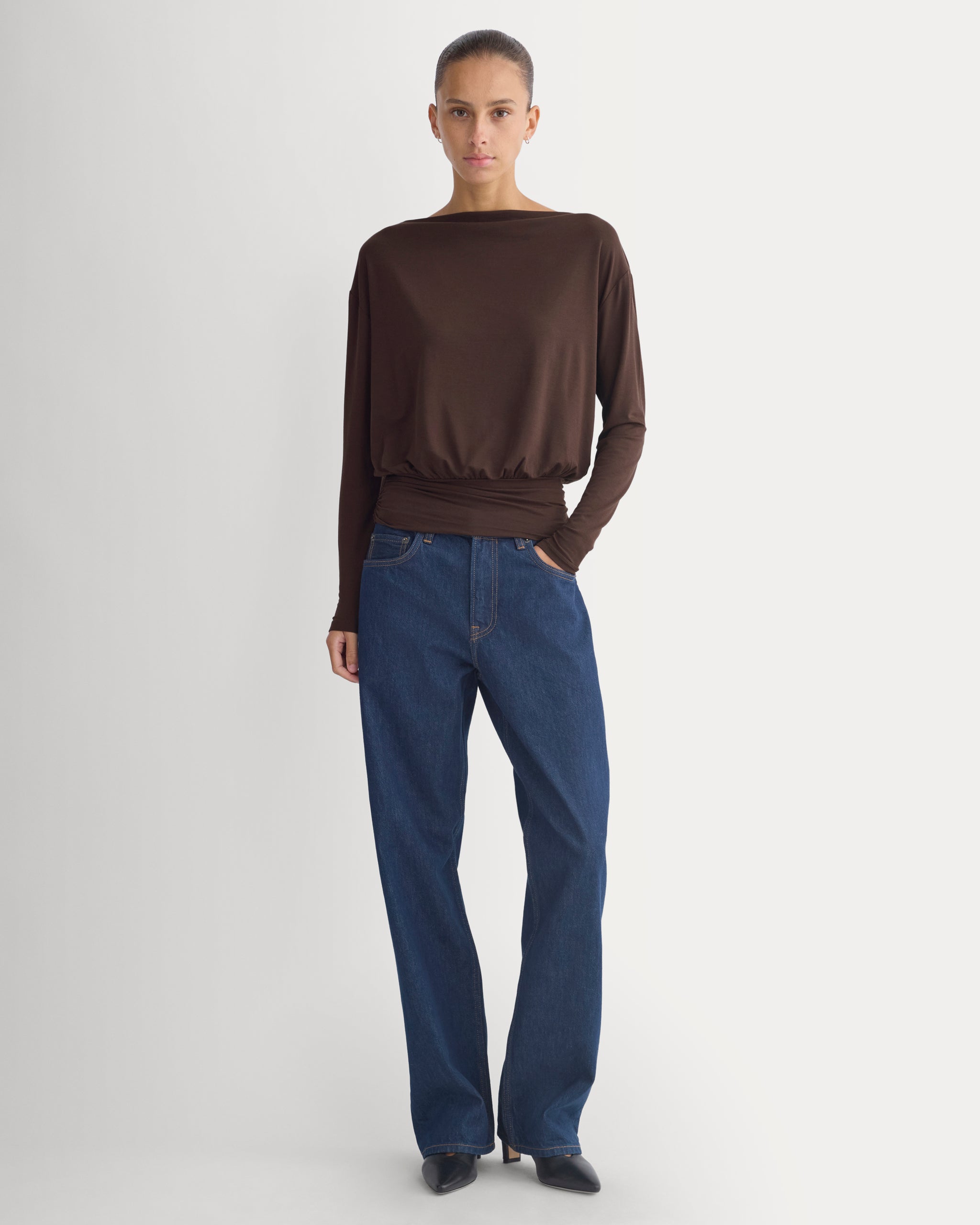 Drapey Jersey Slouchy Top | Coffee Bean