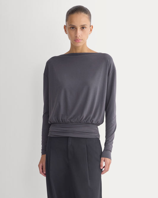 Drapey Jersey Slouchy Top | Graphite